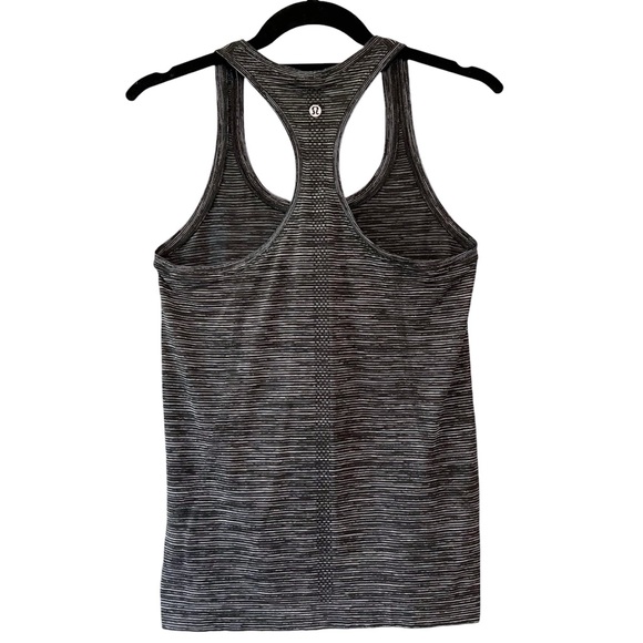 Lululemon Peloton Swiftly Tech Racerback Tank Top Heathered Grey Stripe Size 6 - Picture 2 of 5
